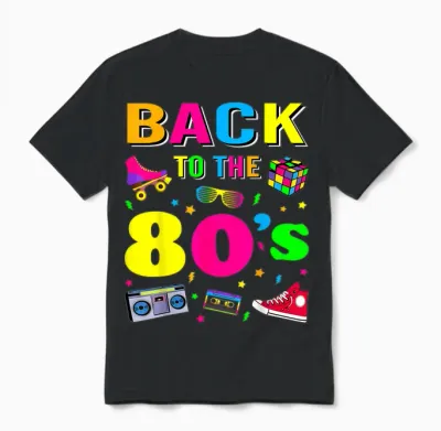 80s Retro Motto I Love 80's Unisex T-Shirt - Black