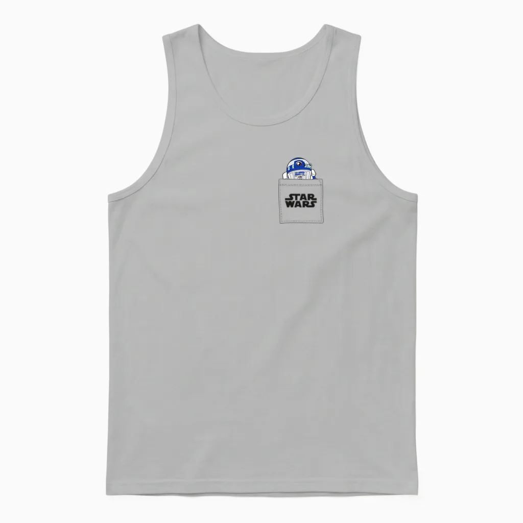 Star Wars R2-D2 Droid in My Pocket Graphic Unisex Tank Top in Ash