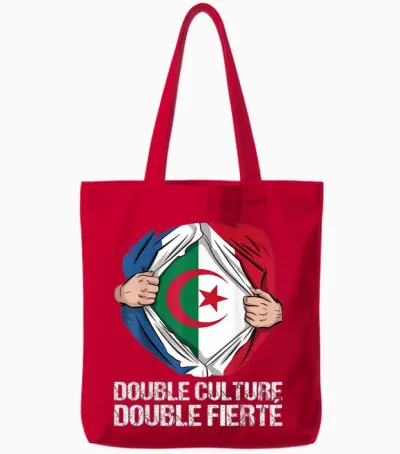 Double Culture Double Pride Franco Algerian Gift Tote Bags - Red