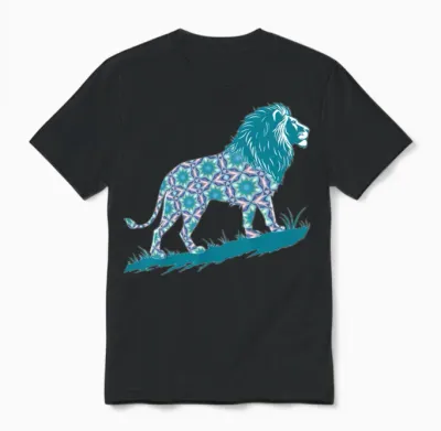 Star of David Pattern 8 Lion of Judah Unisex T-Shirt - Black