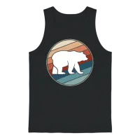 Bear in Retro Style — Wildlife Unisex Tank Top - Black – 1