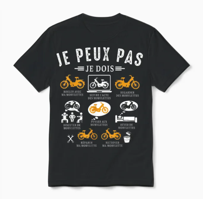 I Can I Must Moped Mob Mob Moped Humor T-Shirt, Black, S Unisex T-Shirt in Black