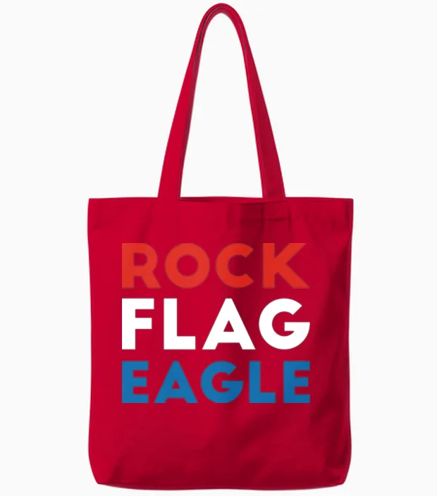 Rock Flag Eagle Wildlife Gift Tote Bags in Red