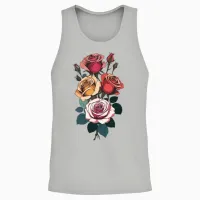 Vintage Rose Bouquet - Floral & Botanical Unisex Tank Top in Ash - 2