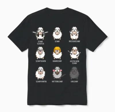 Funny Sheep Word Game Sheep Unsheep Sheep Herd Funny T-Shirt, Black Unisex T-Shirt - Black