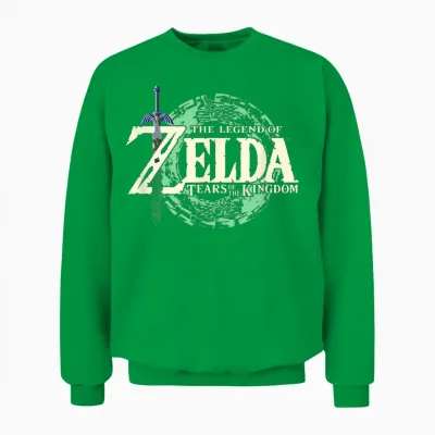 The Legend of Zelda Tears of the Kingdom Official Logo Short Sleeve T-Shirt, Black, Small Unisex Sweatshirt - Irish Green