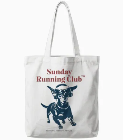 Sunday Running Club - Laufender Dackel Tote Bags - White