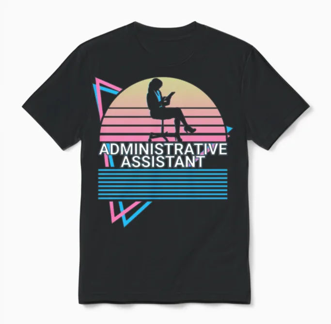 Administrative Assistant Retro Unisex T-Shirt in Black