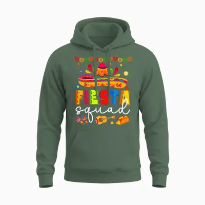 Cinco De Mayo Fiesta Squad Family Matching Group Adults Unisex Hoodie - Military Green