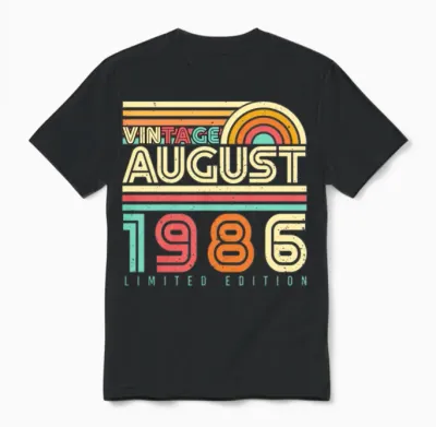August 1986 Retro Unisex T-Shirt - Black