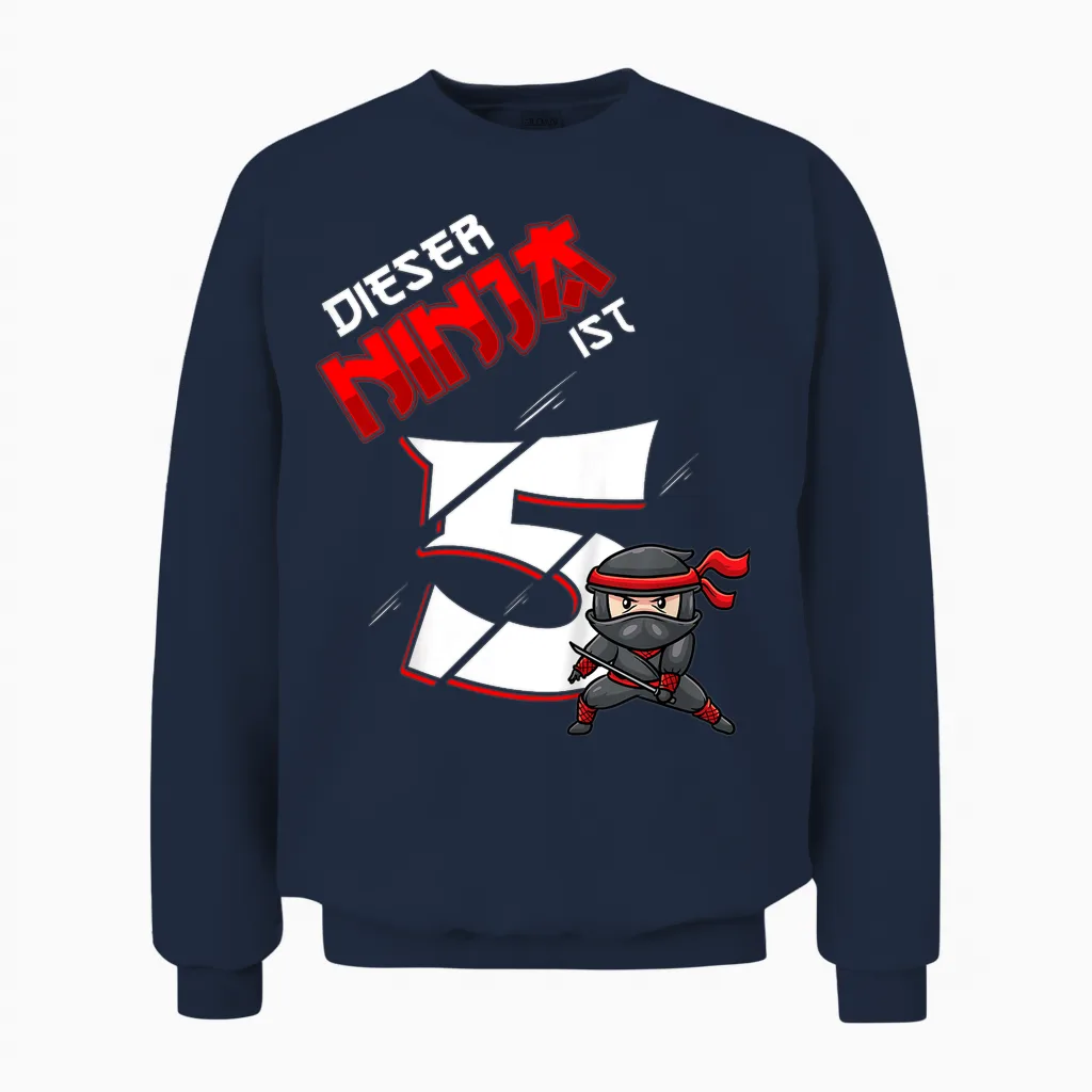 Fünfter Geburtstag Junge 5 Jahre Alt Fünfjähriger Ninja Unisex Sweatshirt in Navy