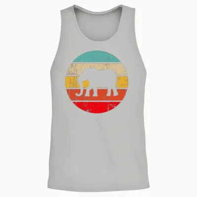 Elephant Retro Unisex Tank Top - Ash