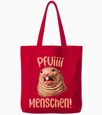 Nacktmull Tshirt Lustiges Ugly Shirt Hässliches Tshirt Ratte Tote Bags - Red