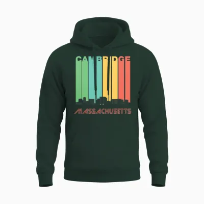 Retro Cambridge Massachusetts Skyline Unisex Hoodie - Forest