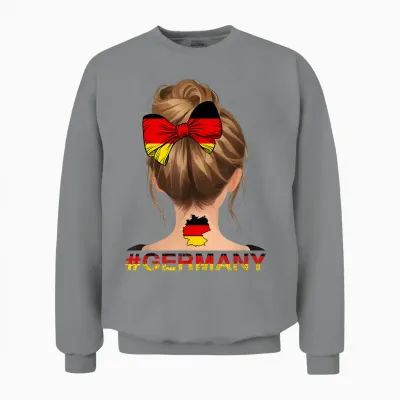 Deutsches Mädchen - Deutschland Flagge Messy Bun Unisex Sweatshirt - Sport Grey