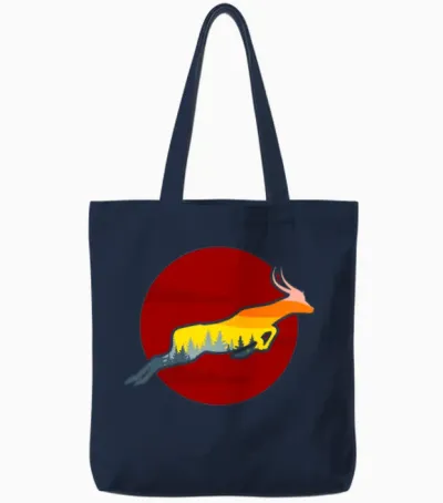 Retro Antelope Tote Bags - Navy