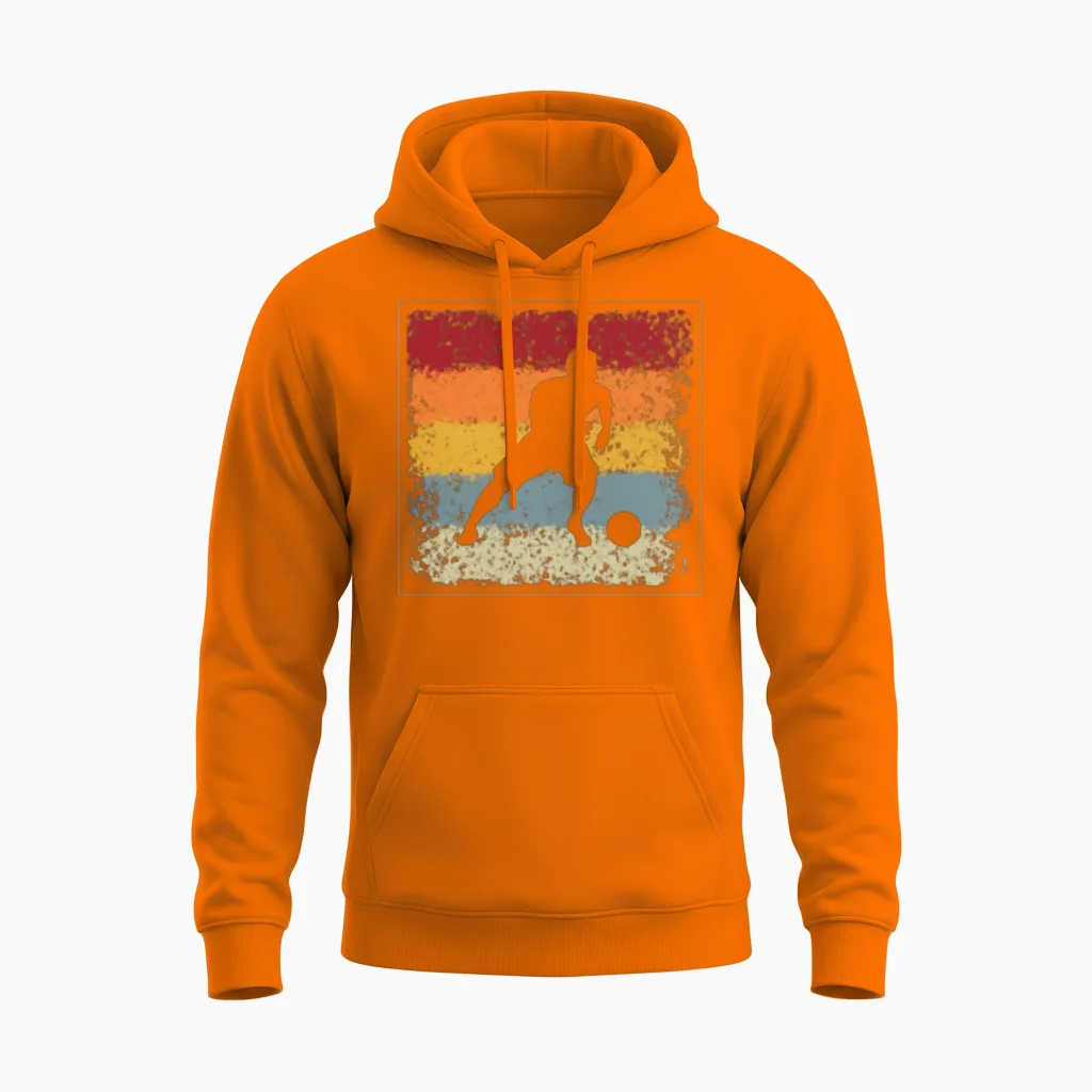 Soccer Retro Unisex Hoodie in Safety Orange