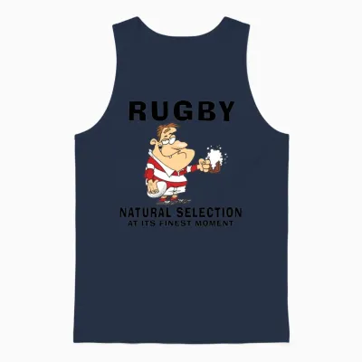 Funny Rugby Unisex Tank Top - Navy