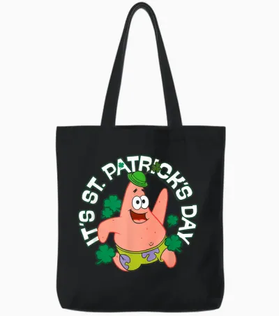 Spongebob Squarepants It's St Patrick's Day T-Shirt, Black Tote Bags - Black