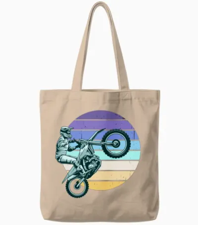 Motorcycle Bike Retro Sun Tote Bags - Natural
