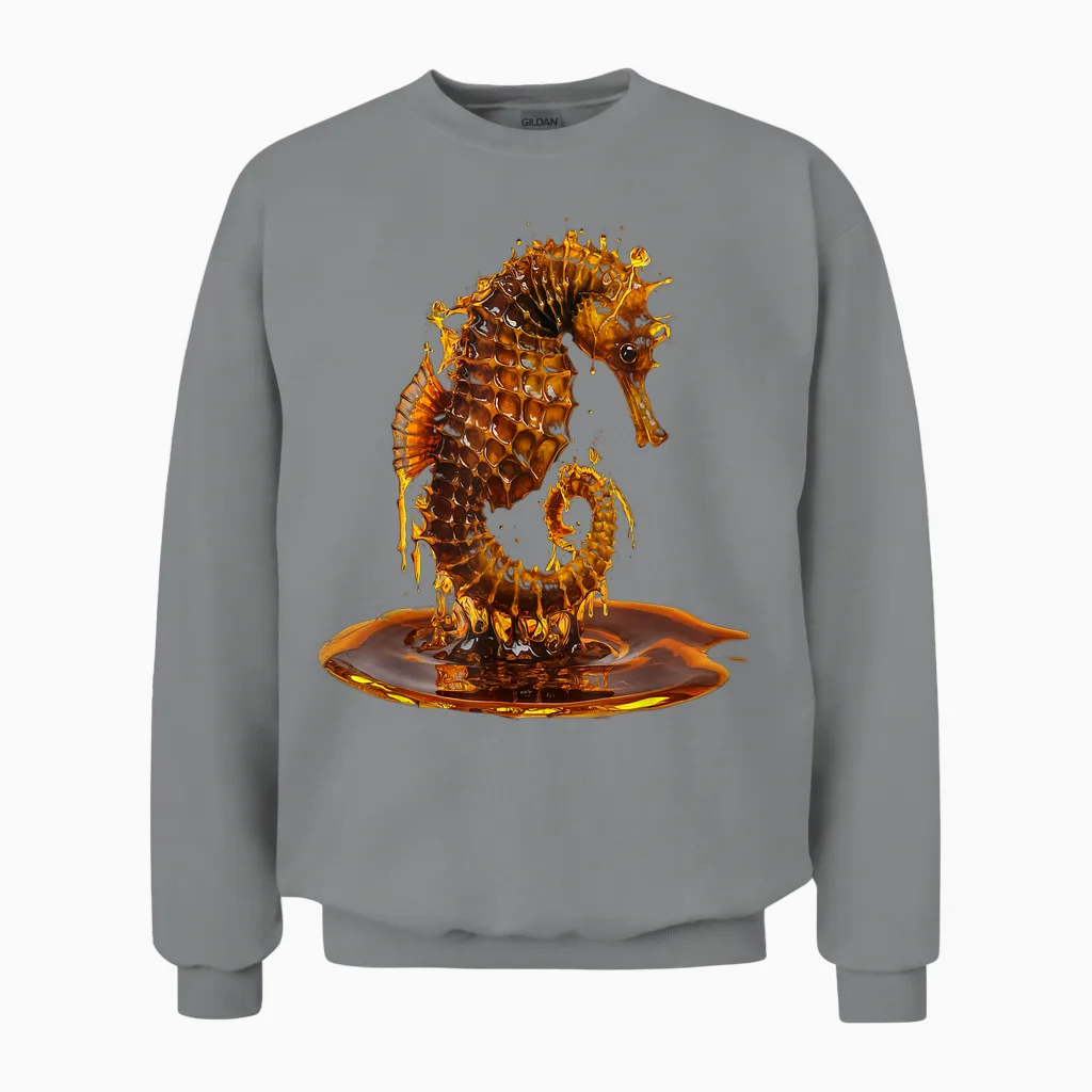 Seahorse Men Women Aesthetic Gold Honey Seahorse Unisex Sweatshirt in Sport Grey