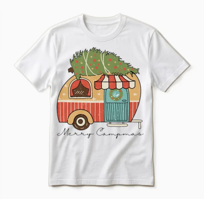 Retro Christmas Merry Campmas Unisex T-Shirt - White