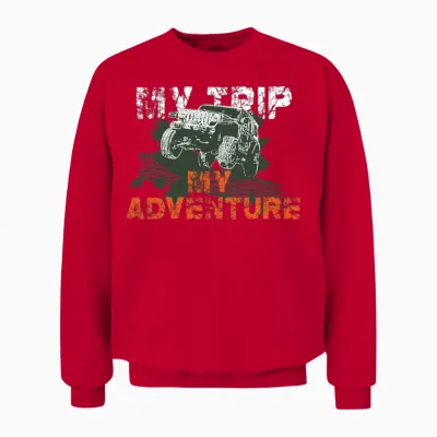 My Trip My Adventure Jeep 4x4 Offroad Unisex Sweatshirt - Red