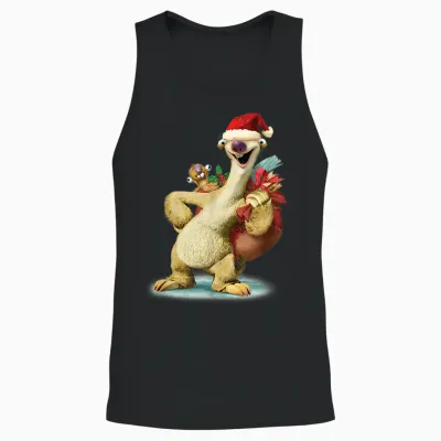 Ice Age Sid Prehistoric Santa for Christmas Holiday Unisex Tank Top - Black