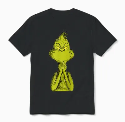 Dr. Seuss Classic Sly Grinch Raglan Baseball Unisex T-Shirt - Black