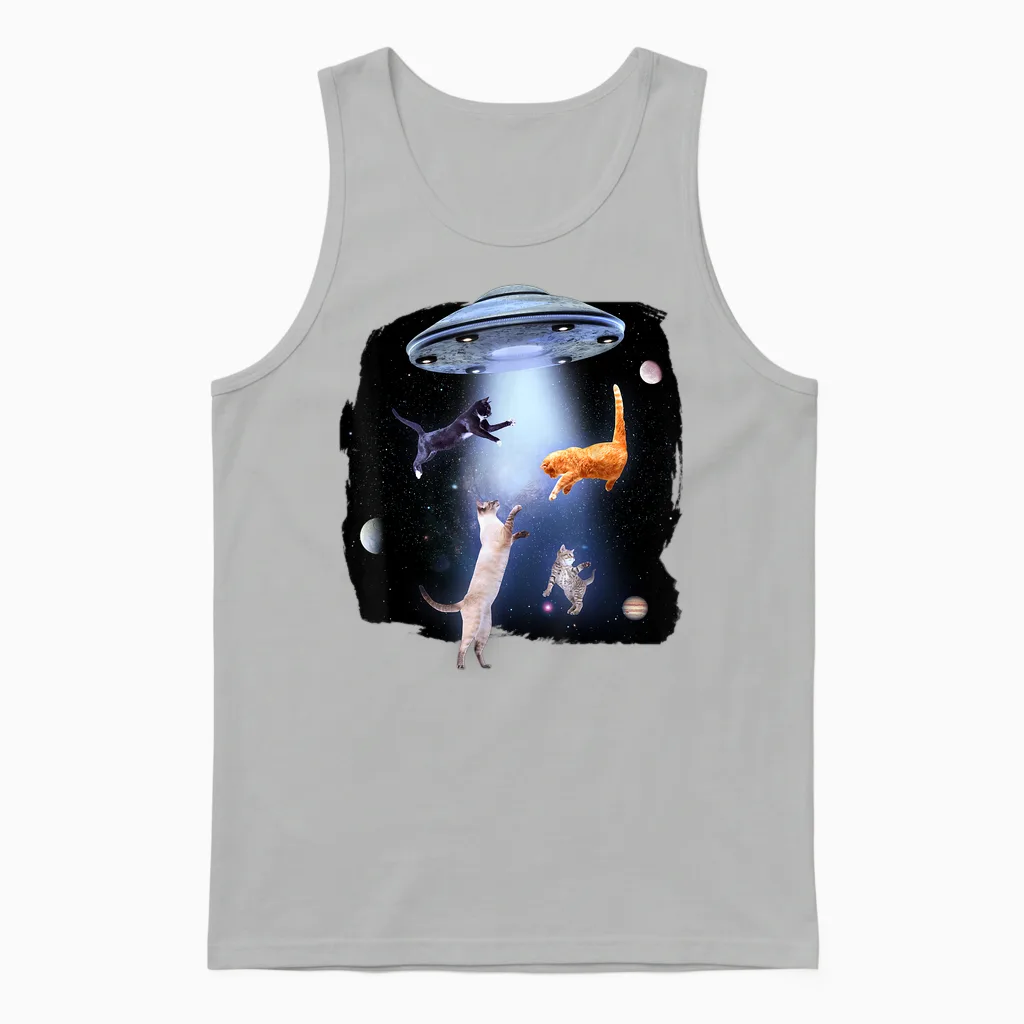 @n!mal Katze Lustig Katzenmotiv Katze T-Shirt Damen, Unisex-Erwachsene, Herren Schwarz S Standardlänge Klassische Passform Crew-Neck Kurzarm Tierdruck Casual Freizeit Katze Unisex Tank Top in Ash