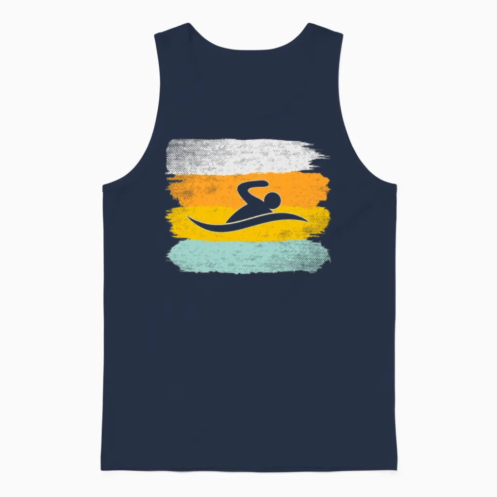 Swimming Retro Unisex Tank Top in Navy