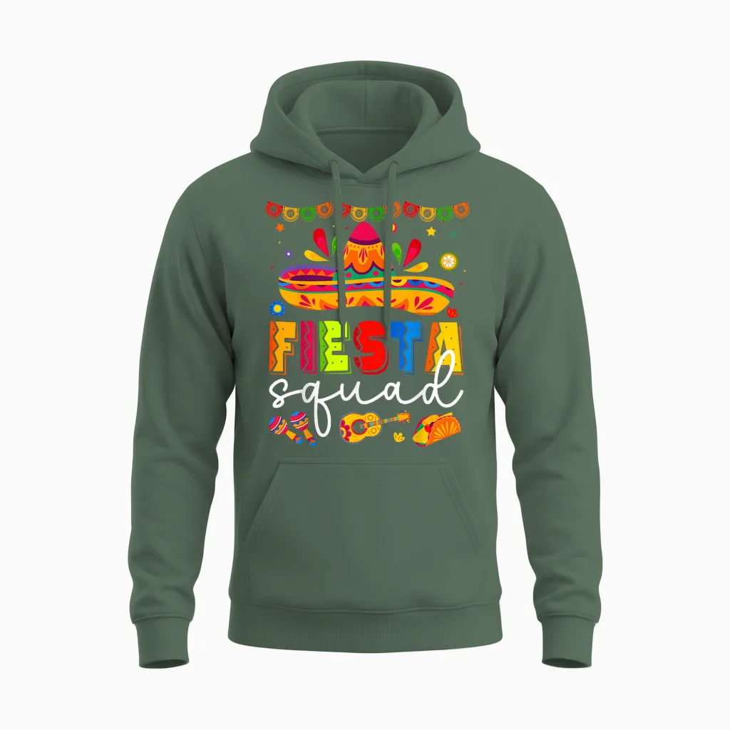 Cinco De Mayo Fiesta Squad Family Matching Group Adults Unisex Hoodie in Military Green