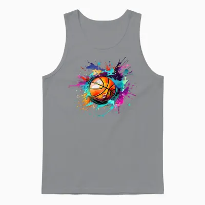 Basketball Sport Splash Basketball Player Sports T-Shirt, Black Unisex Tank Top - Sport Grey