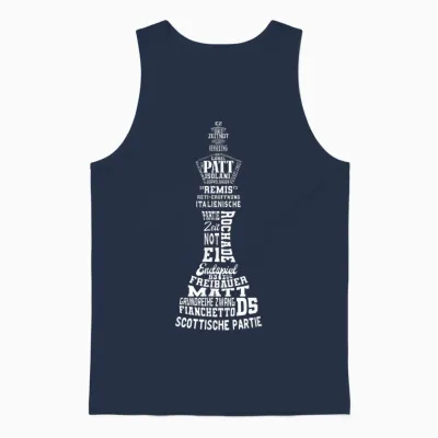 Chess King Chess Player Men's Children's Boys' T-Shirt, Black Unisex Tank Top - Navy