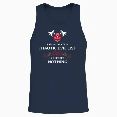 Santa's Chaotic Evil List Tabletop Rpg D20 Funny Christmas Unisex Tank Top - Navy