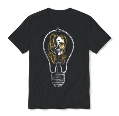 Electrician Light Bulb Electricity Unisex T-Shirt - Black