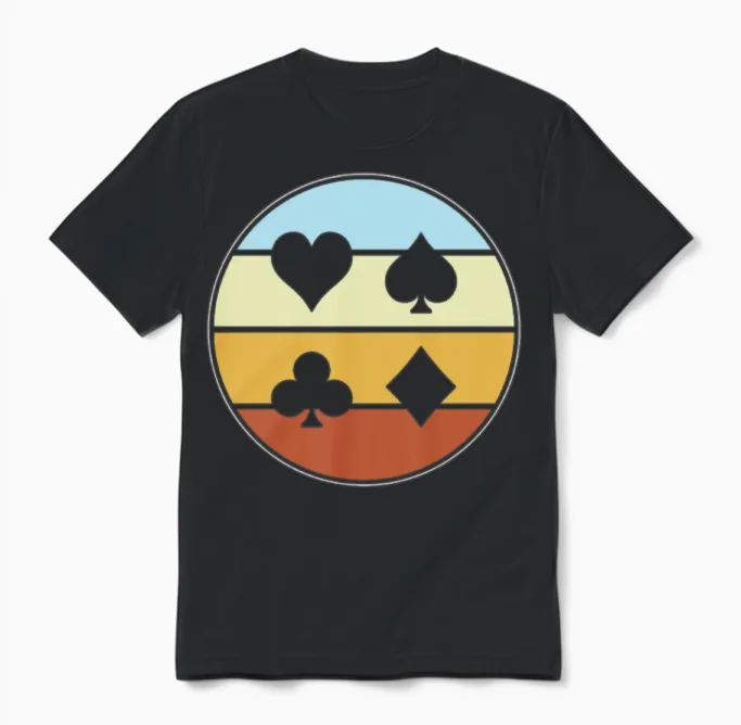 Poker Retro Unisex T-Shirt in Black