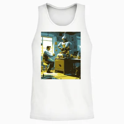 Retro Robotics Unisex Tank Top - White
