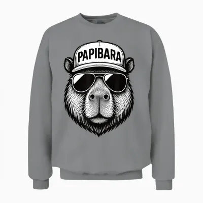 Papibara Cool Lustiger Capybara Papa Vatertag Unisex Sweatshirt - Sport Grey