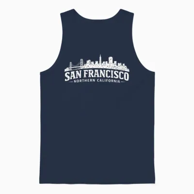 Souvenir De La Ligne D'horizon Du Golden Gate Bridge De San Francisco Unisex Tank Top - Navy