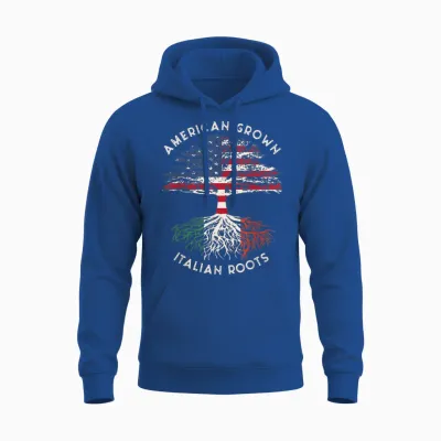 American Grown Italian Roots Family Tree Italy Flag Italian Unisex Hoodie - Royal