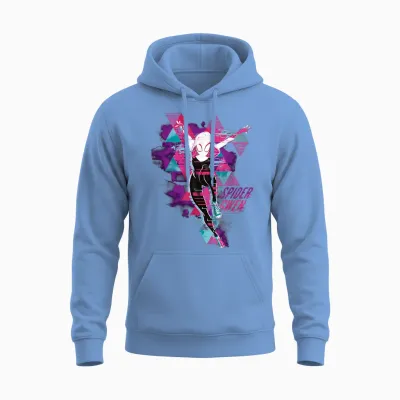 Marvel Spider-Man: Across the Spider-Verse Gwen Glitch T-Shirt, Black Unisex Hoodie - Carolina Blue