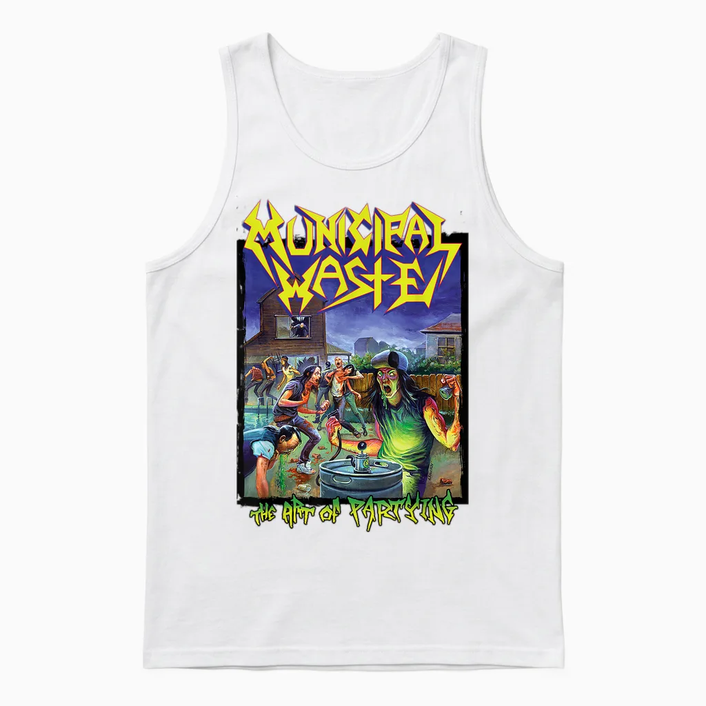 Municipal Waste the Art of Party T-Shirt, Black, S Unisex Tank Top in White