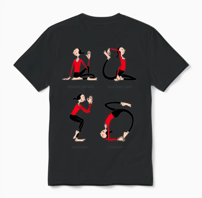 Popeye Olive Yoga Unisex T-Shirt in Black