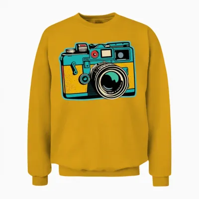 Retro Style Camera Unisex Sweatshirt - Gold