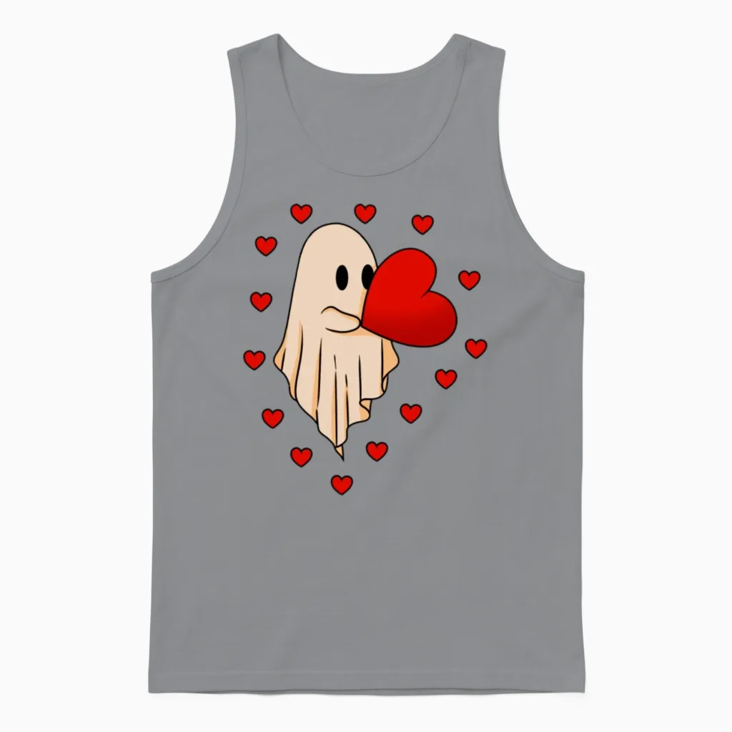 Heartbound Ghost Embrace Halloween Gift Unisex Tank Top in Sport Grey
