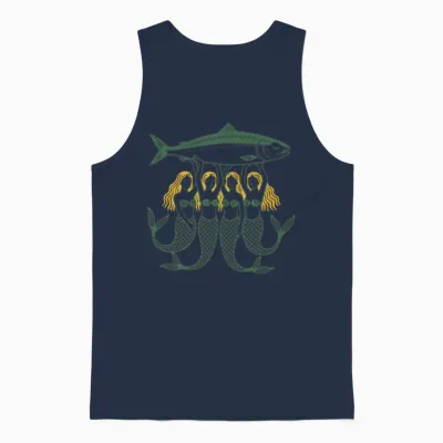 Mermaids & Sardines Unisex Tank Top - Navy