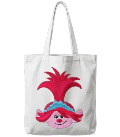 Trolls Poppy Embroidery Design Tote Bags - White