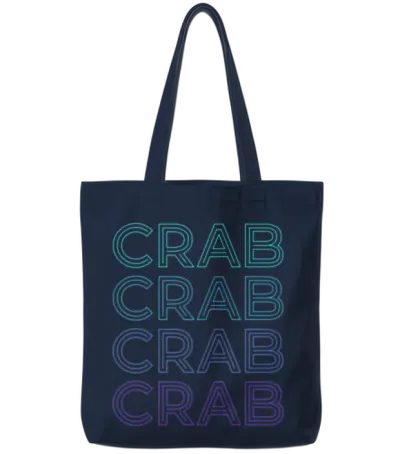 Crab Seafood Retro Tote Bags - Navy