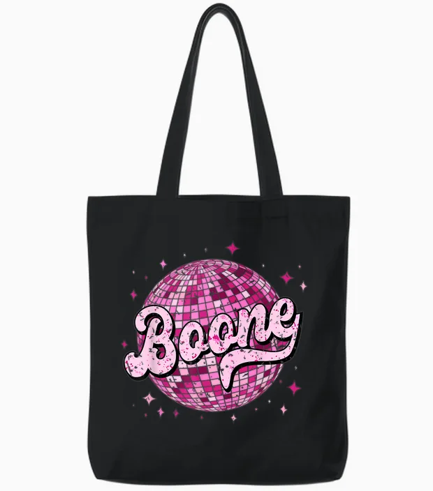 Retro Boone First Name I Love Boone 80's Vintage Tote Bags in Black